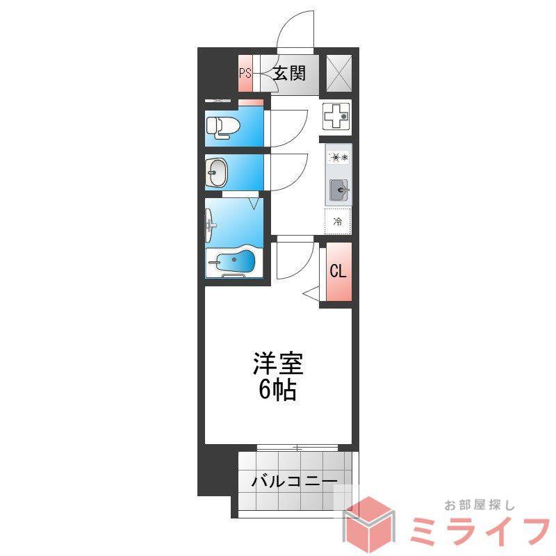 アドバンス大阪クラージュ(1K/4階)の間取り写真