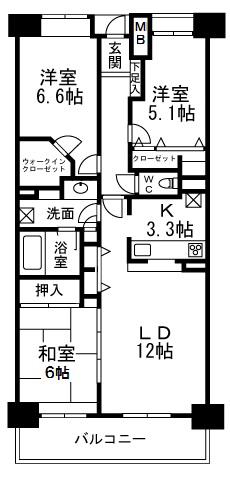イトーピア海老塚センチュリーコート(3LDK/10階)の間取り写真