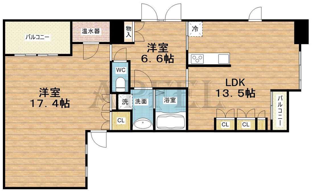 アーバンフラッツ瓦町(1SLDK/14階)の間取り写真