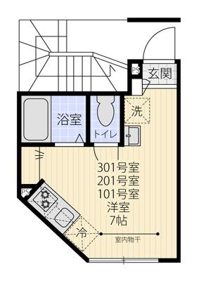 ステラ西小岩(ワンルーム/3階)の間取り写真