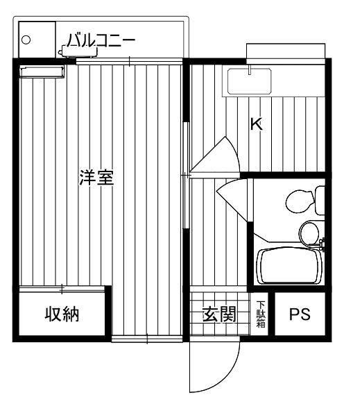 さいわいハイツ(1K/2階)の間取り写真