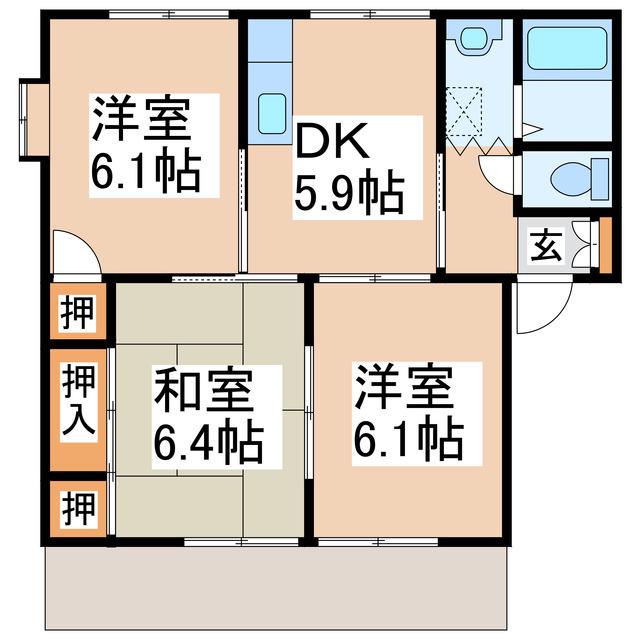 サンフラワー武蔵野台(3DK/2階)の間取り写真