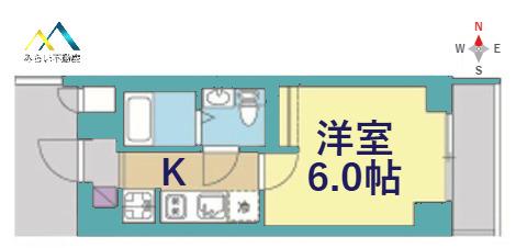 ピァッツァ鶴見(1K/6階)の間取り写真