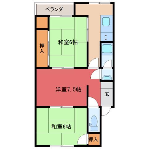レイユール成和(3K/3階)の間取り写真