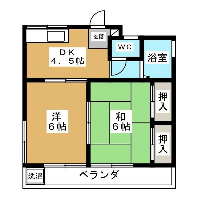 玉南コーポ(2DK/1階)の間取り写真