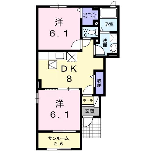 アルファードB(2LDK/1階)の間取り写真