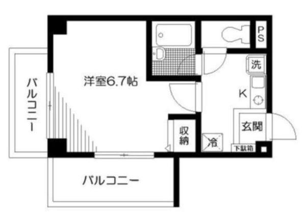 シャトールミエール(1K/2階)の間取り写真
