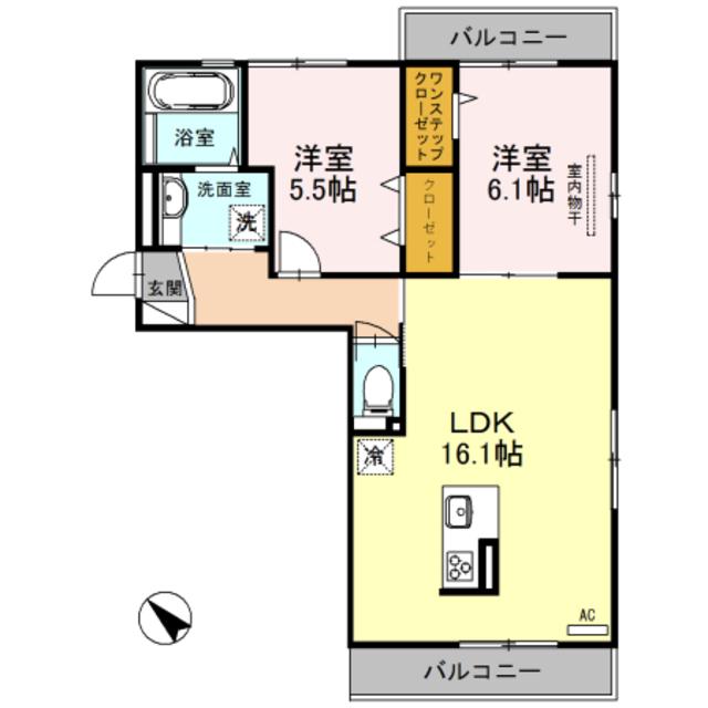 メゾン シュシュ(2LDK/2階)の間取り写真