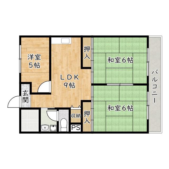 コーポ半田(3LDK/3階)の間取り写真