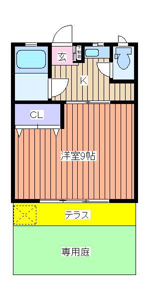 コーポヤジマ1号棟(1K/1階)の間取り写真