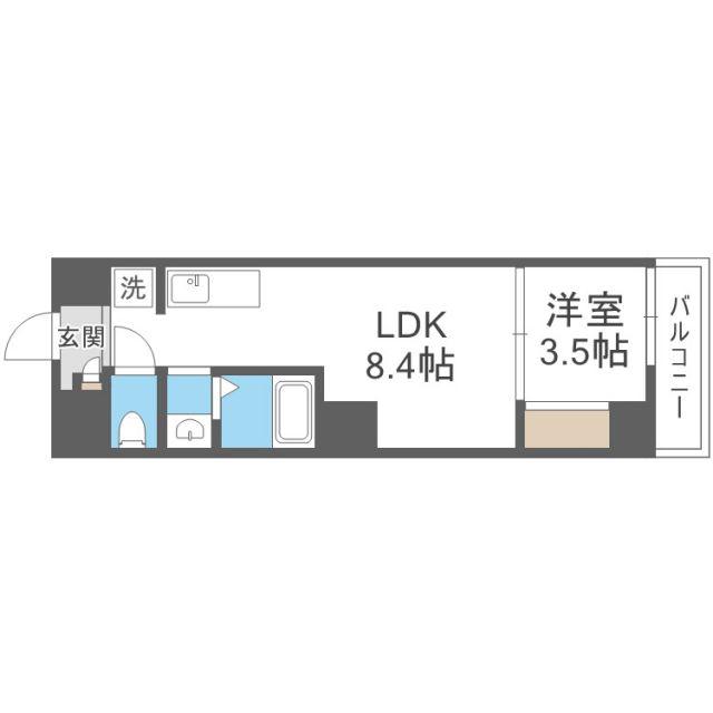 GARDENIA堺東(1LDK/9階)の間取り写真