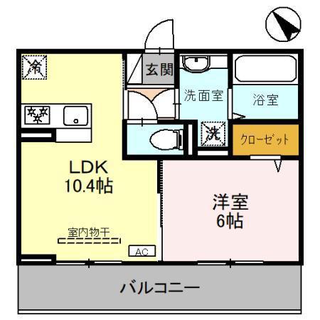 DーROOM歌川町(1LDK/3階)の間取り写真