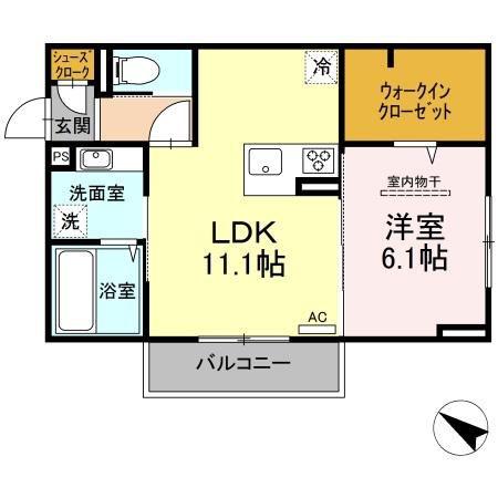 ユニヴェールIIB(1LDK/3階)の間取り写真