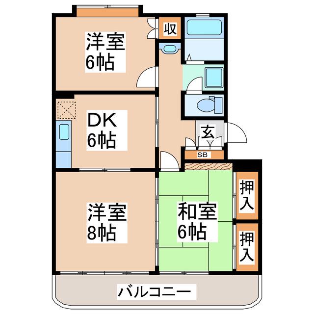 ラフィーネハイツコガ(3DK/1階)の間取り写真