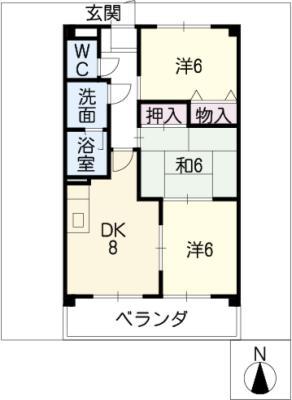 エバーグリーン(3DK/2階)の間取り写真