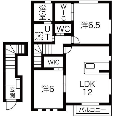 ウィローズB(2LDK/2階)の間取り写真