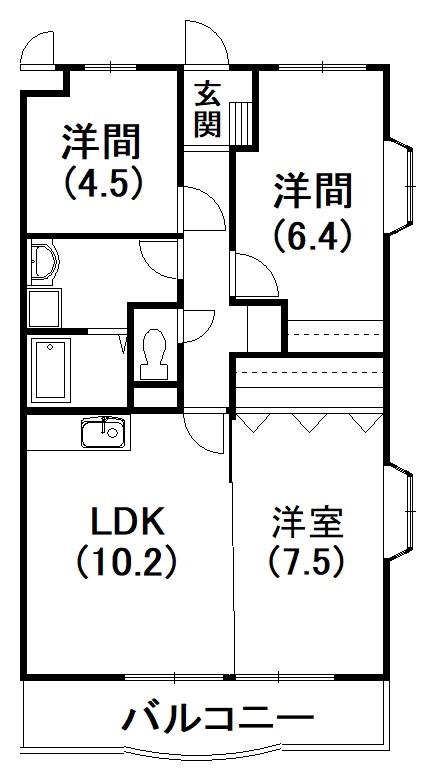メゾン宮北(3LDK/1階)の間取り写真