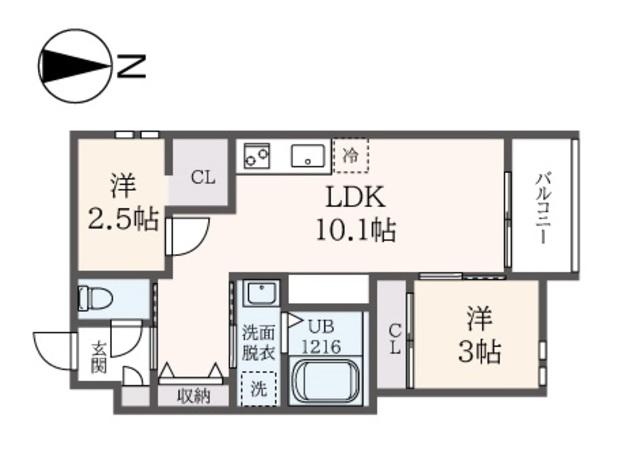 REGALEST喜多見(2LDK/3階)の間取り写真