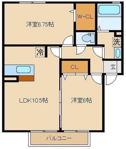 SEA CASTLE(2LDK/2階)の間取り写真