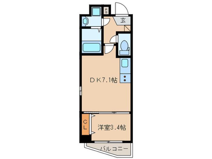 サンライズ今川(1DK/6階)の間取り写真