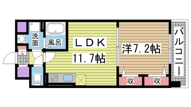 カサ アレグリア(1LDK/6階)の間取り写真