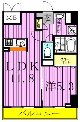 アビタ ヴァン(1LDK/12階)の間取り写真