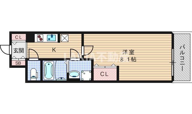 レジデンス 堀江西(1K/4階)の間取り写真