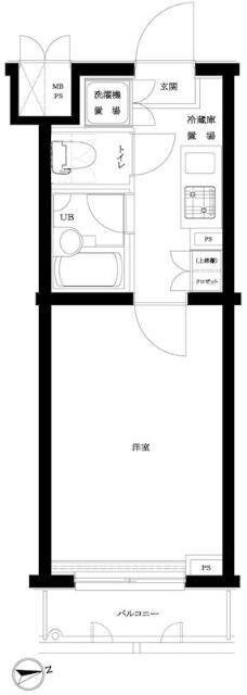 ルーブル中野弥生町(1K/1階)の間取り写真