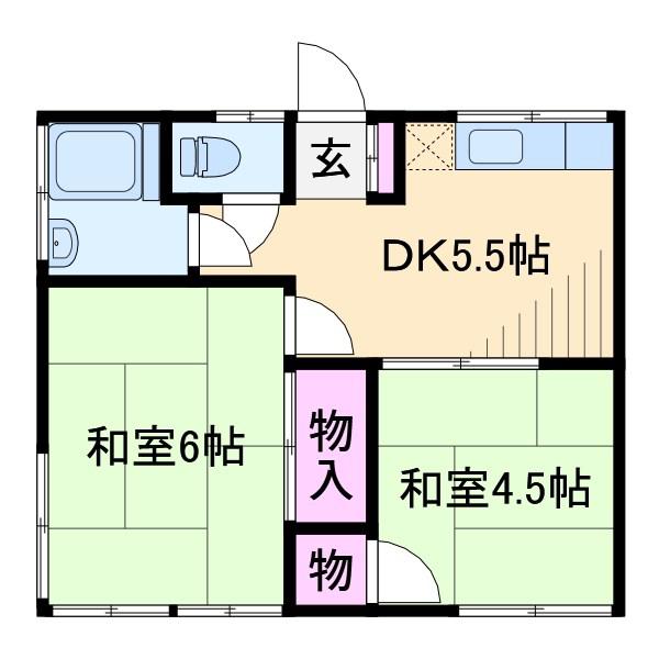 第2金子ハイツ(2DK/2階)の間取り写真