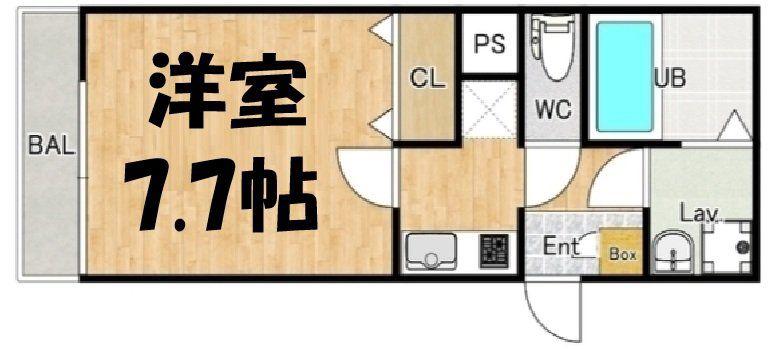 ジーメゾン吉川ノース(1K/1階)の間取り写真
