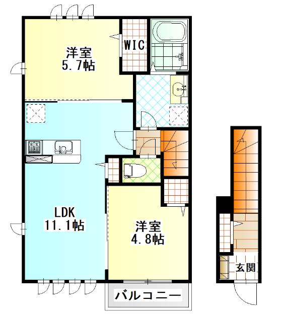 アパート堀之内(2LDK/2階)の間取り写真