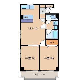 プリンセス瓦町(2LDK/9階)の間取り写真