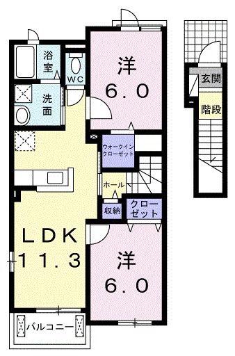 マ・シェリーミントC(2LDK/2階)の間取り写真