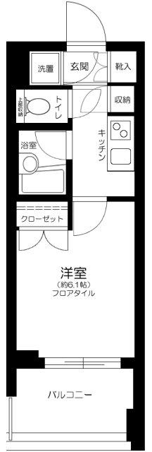 パレステュディオ芝浦シティ(1K/6階)の間取り写真