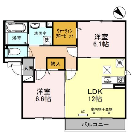 ヴィラージュ(2LDK/2階)の間取り写真