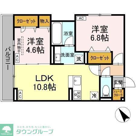 D-ガルデニア(2LDK/2階)の間取り写真