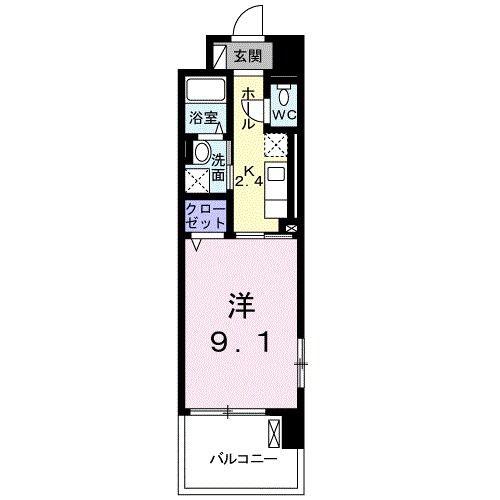 グリッティパレス湘南A(1K/3階)の間取り写真