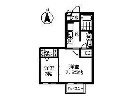 グリーンコーポ(2K/2階)の間取り写真