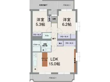 アウローラ桜堤(2LDK/4階)の間取り写真