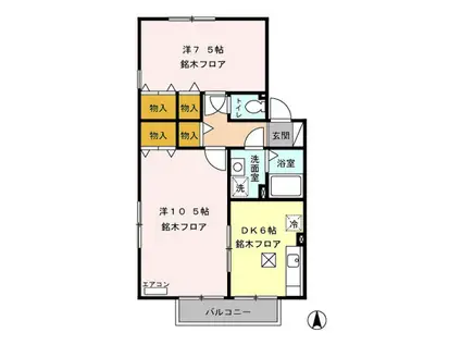 シャルマン稲里(2DK/1階)の間取り写真