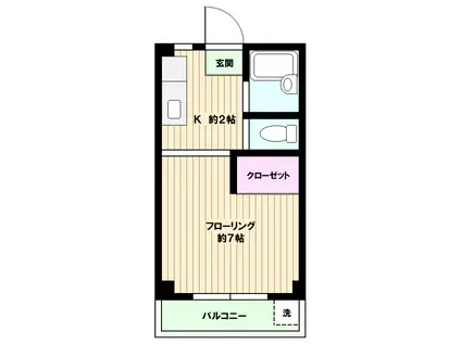 第5ハイツSS(1K/2階)の間取り写真