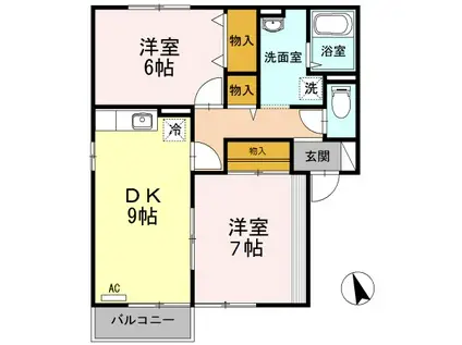 パークME(2DK/1階)の間取り写真