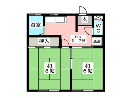 ハイツにしたき(2DK/2階)の間取り写真