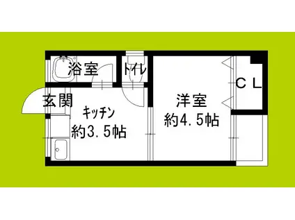 野江シティハイツ(1K/3階)の間取り写真