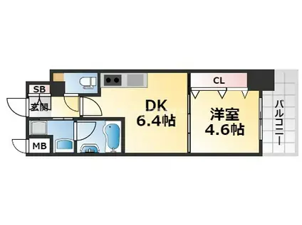アルデール兵庫(1DK/2階)の間取り写真