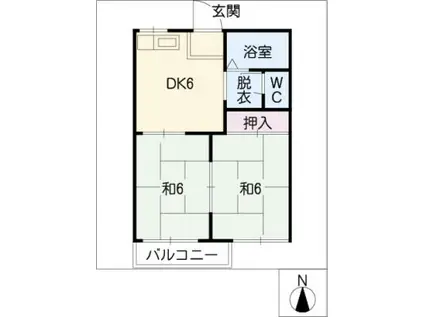 サンライズ東山(2DK/2階)の間取り写真