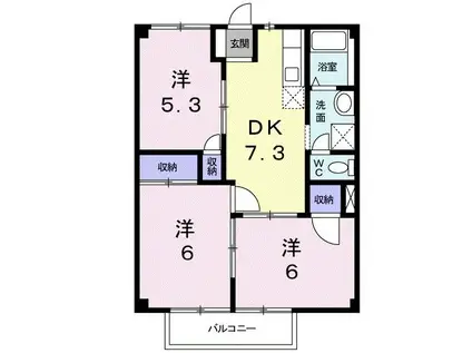 マリンシティSHIODA C(3DK/1階)の間取り写真