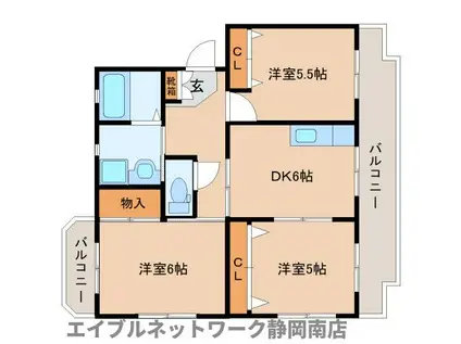 パークサイドYS(3DK/1階)の間取り写真