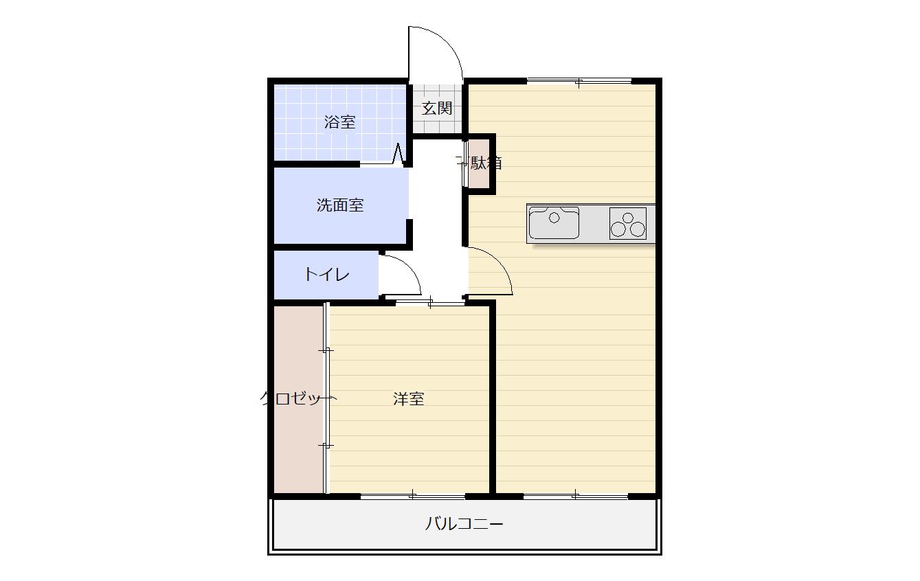 ハイツ桜小路(1LDK/2階)の間取り写真