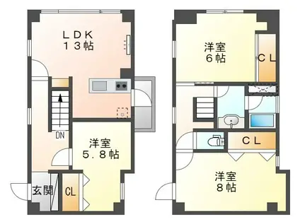 メゾンスカイリッチ(3LDK/1階)の間取り写真